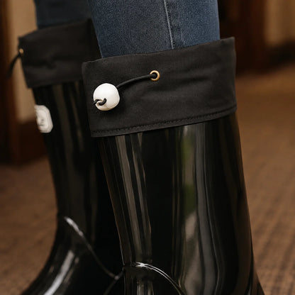 Jocelyn rain boots, drawstring cuff detail