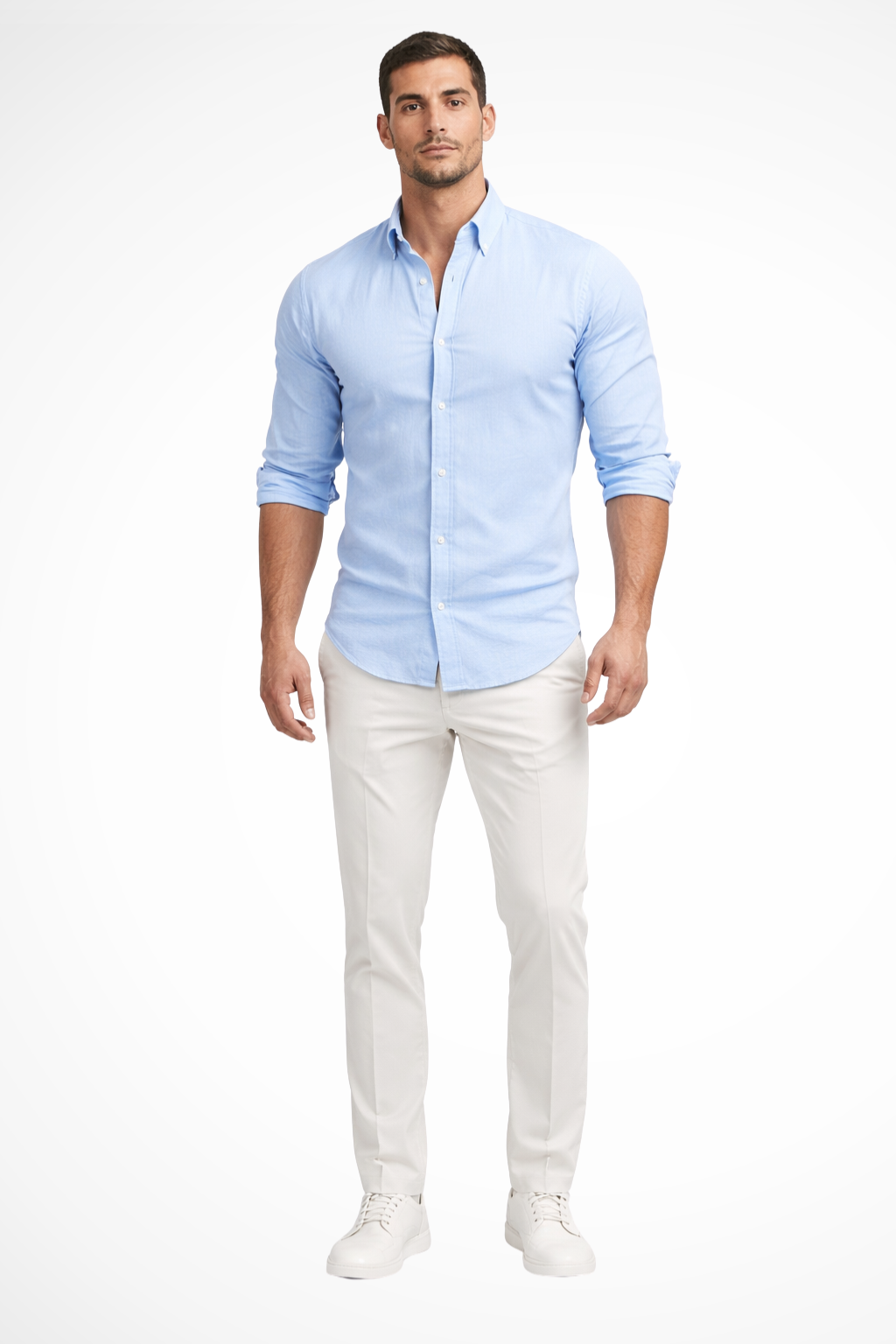 Men's green loose fit long sleeve cotton summer shirt