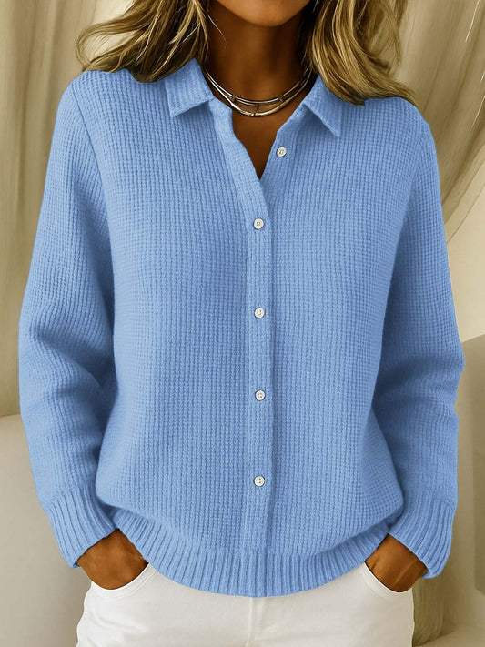 Blue Turtleneck Oversized Effortless Cardigan