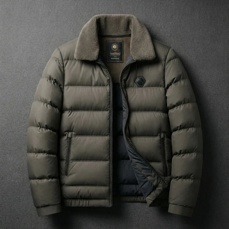 Blake down jacket, fleece collar detail