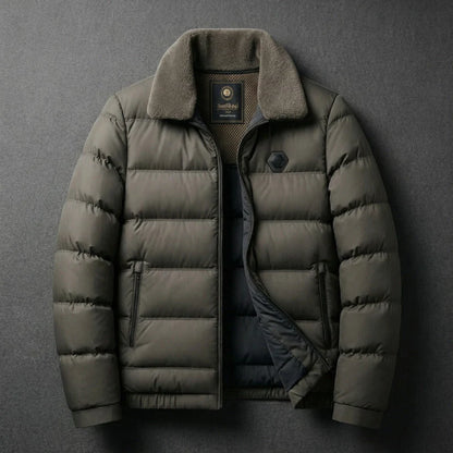 Blake down jacket, fleece collar detail
