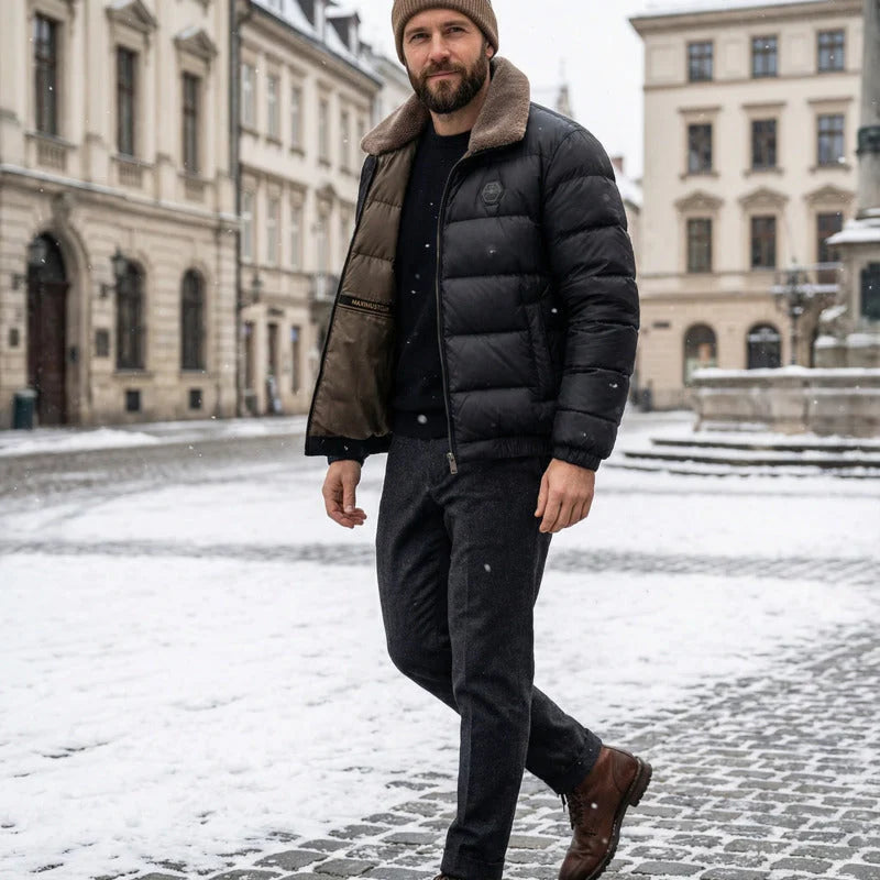 Blake down jacket, back view