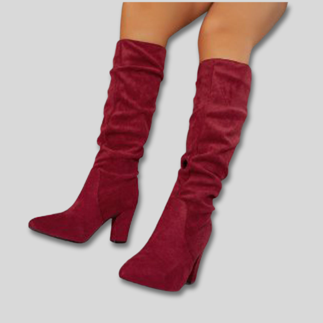 Women's high heel boots in red
