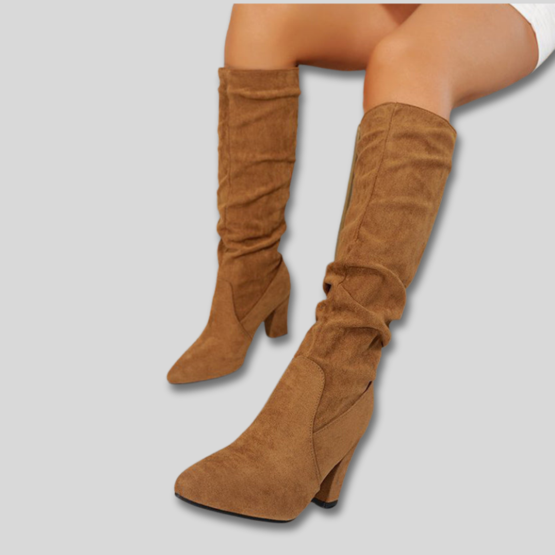 Women's high heel boots in red