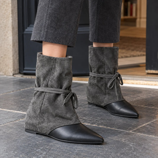 Nicole suede wedge boots, front view