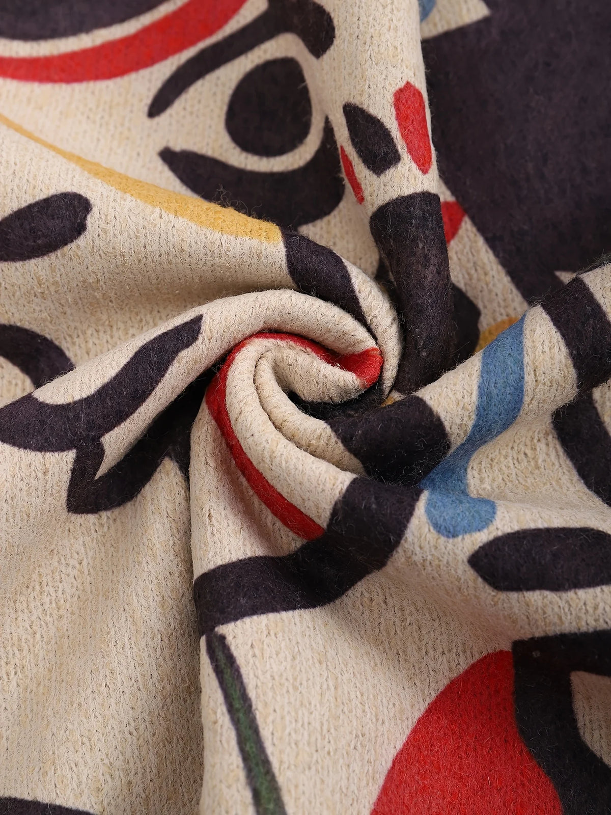 Women's Abstract Print Sweater, Colorblock Knit Top