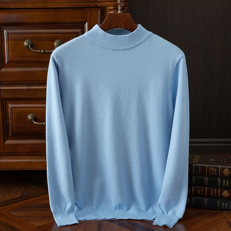 Micah cashmere mock neck sweater, front view