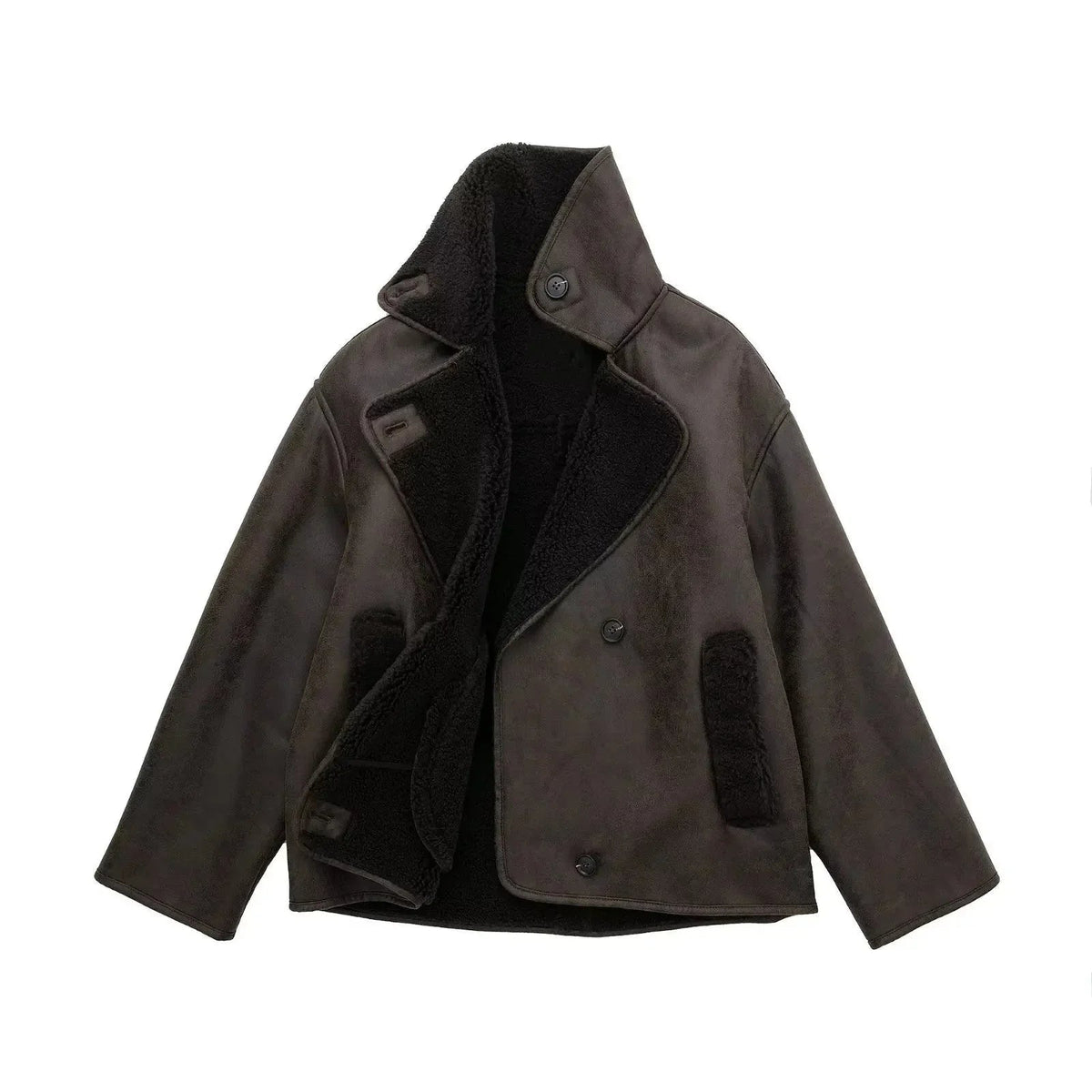 Vintage Faux Leather Jacket with Lambskin Lining – view 3