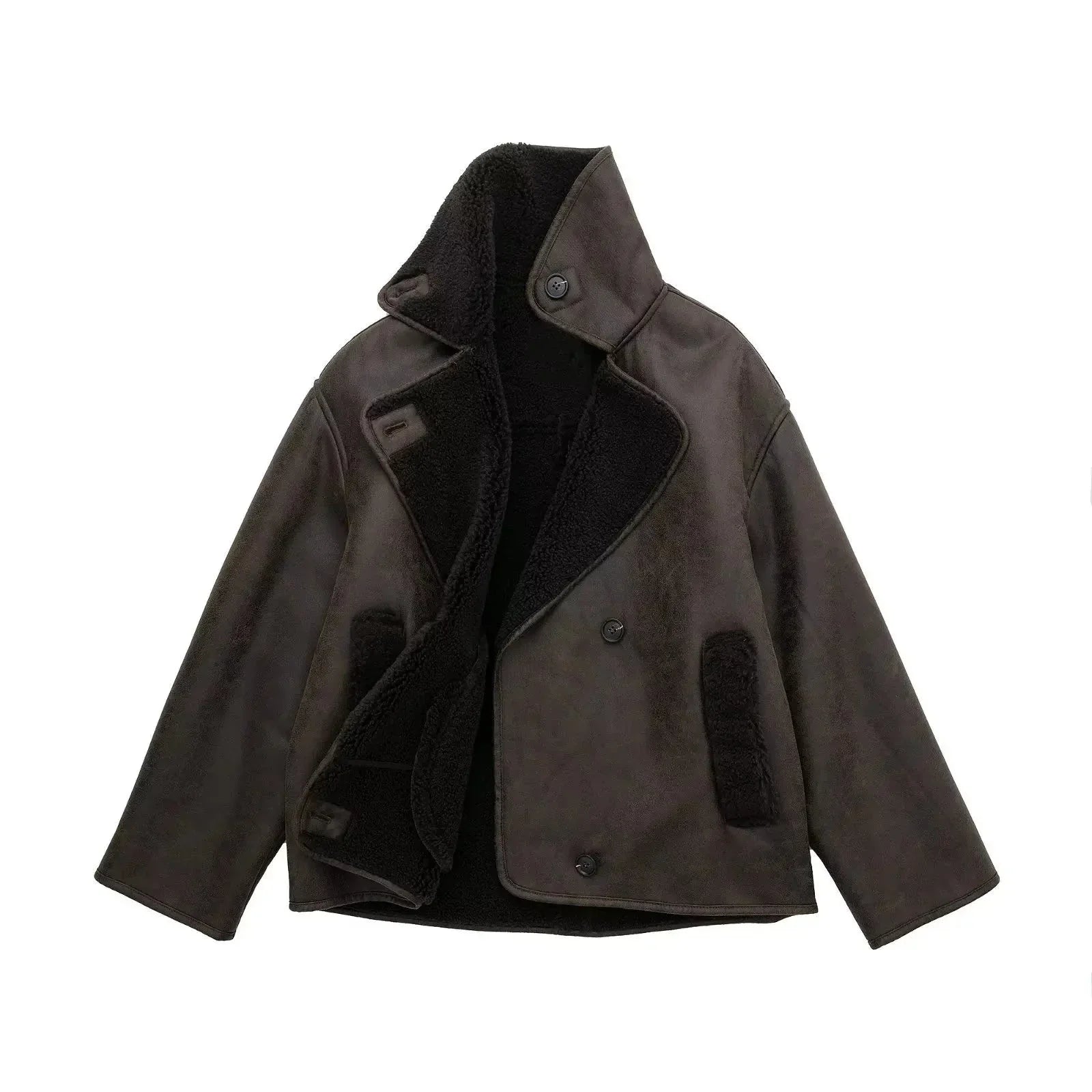 Vintage Faux Leather Jacket with Lambskin Lining – view 3