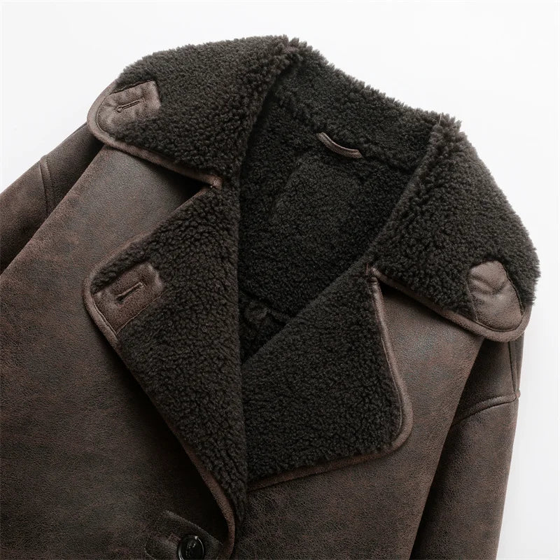 Vintage Faux Leather Jacket with Lambskin Lining – view 5