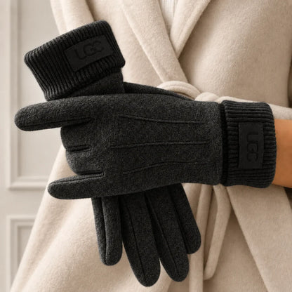 Dark gray cashmere wool blend touchscreen gloves