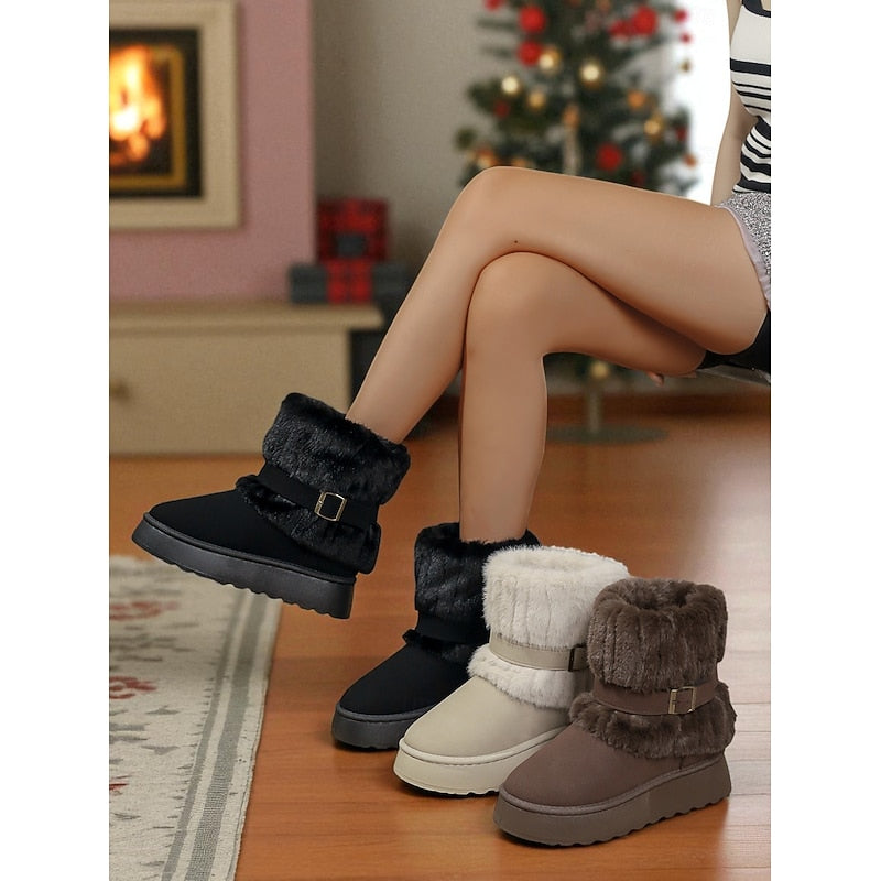 Cozy Fur-Trimmed Snow Boots with Grippy Sole