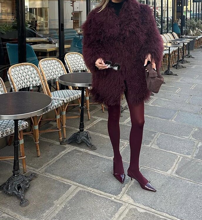 Oversized Cropped Faux Fur Coat with Open Front – view 8