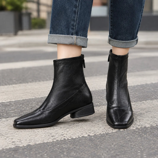 Iris square toe ankle boots, front view