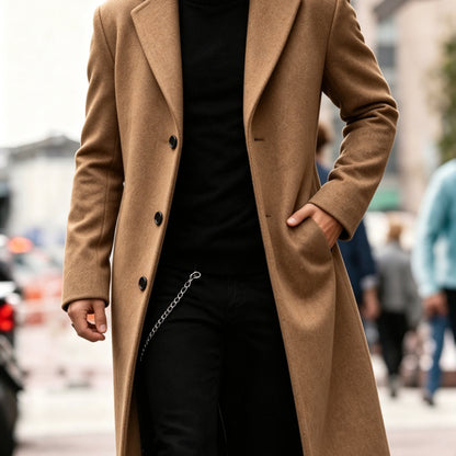 Khaki Refined Long Trench Coat