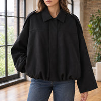 Grace | Women's Dropped-Shoulder Suede Pilot Jacket with Bubble Hem