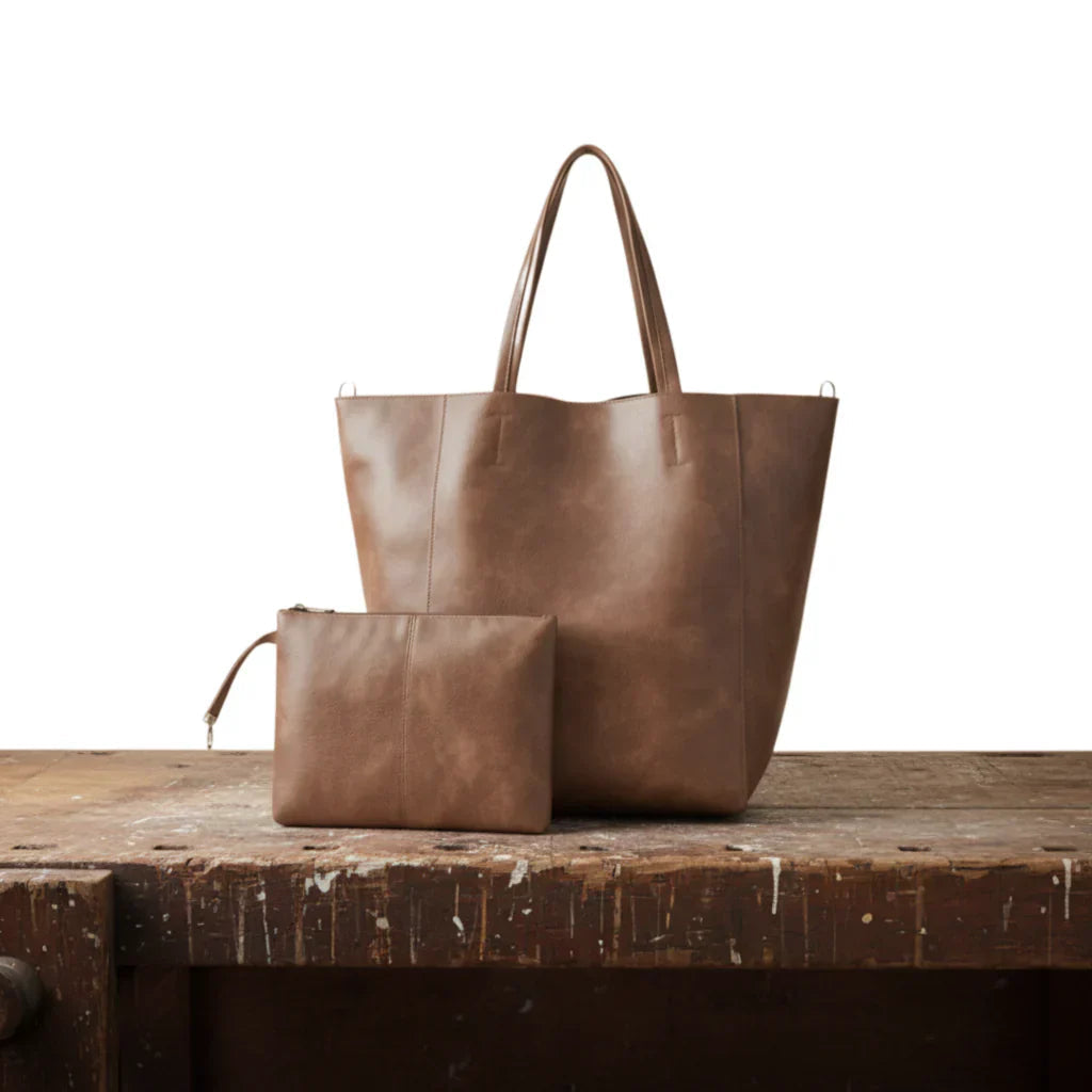 Brown Retro Wallet and Tote Set