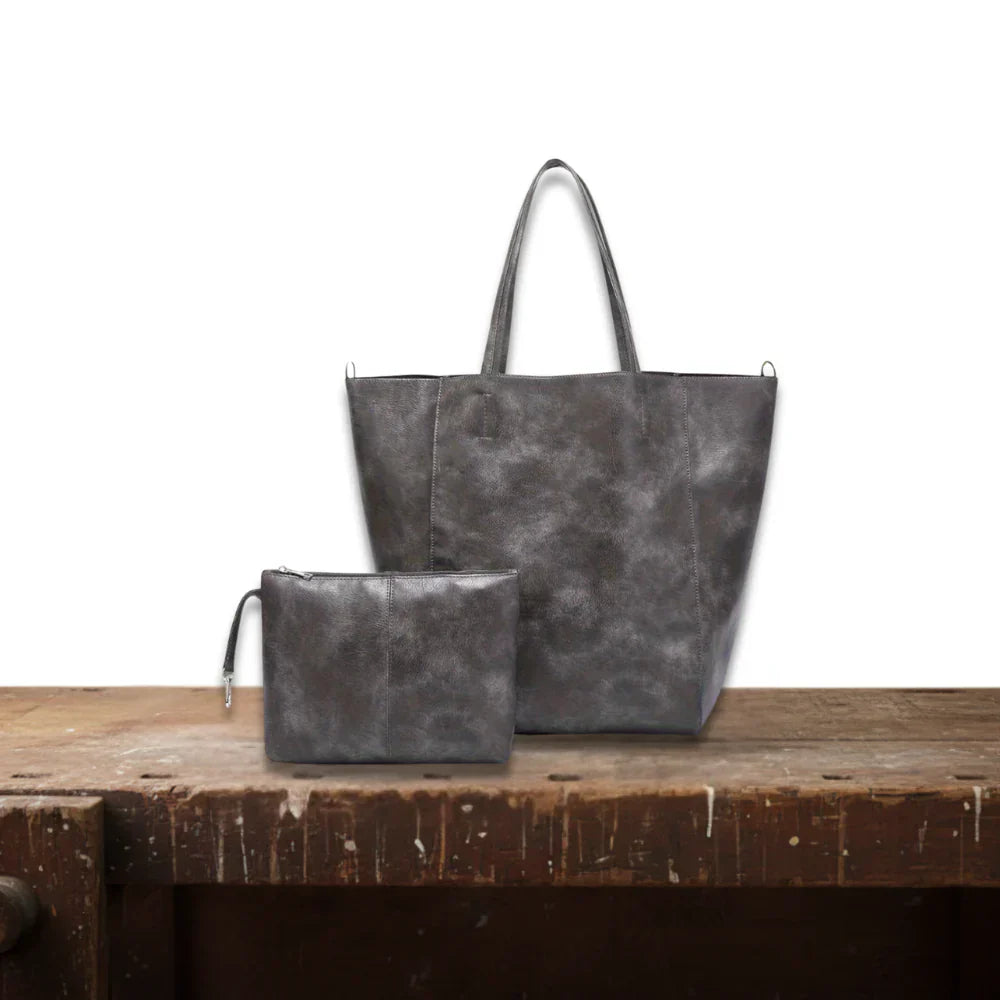 Grey Retro Wallet and Tote Set