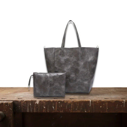 Grey Retro Wallet and Tote Set