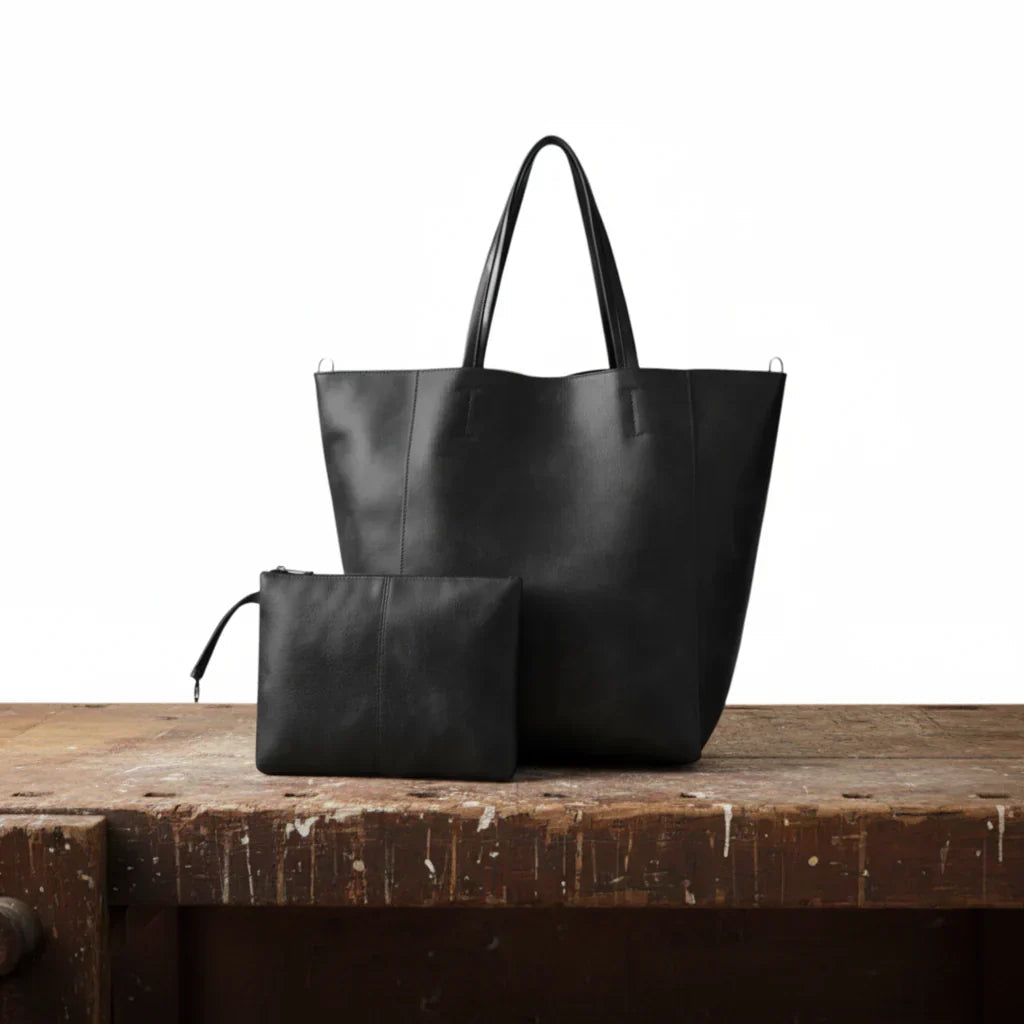 Black Retro Wallet and Tote Set