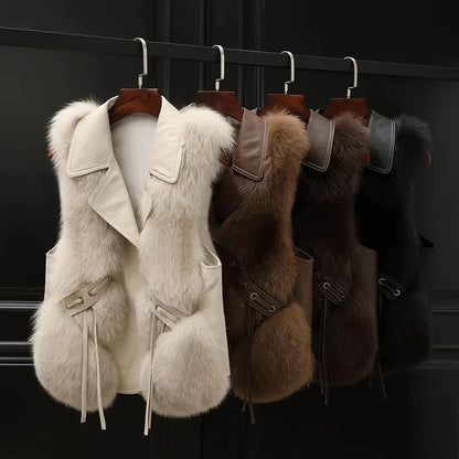 Women's faux fur vest with hidden pockets