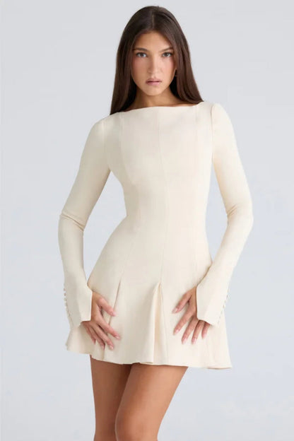 Clara | A-Line Dress Boat Neck Pleated Elegant 1