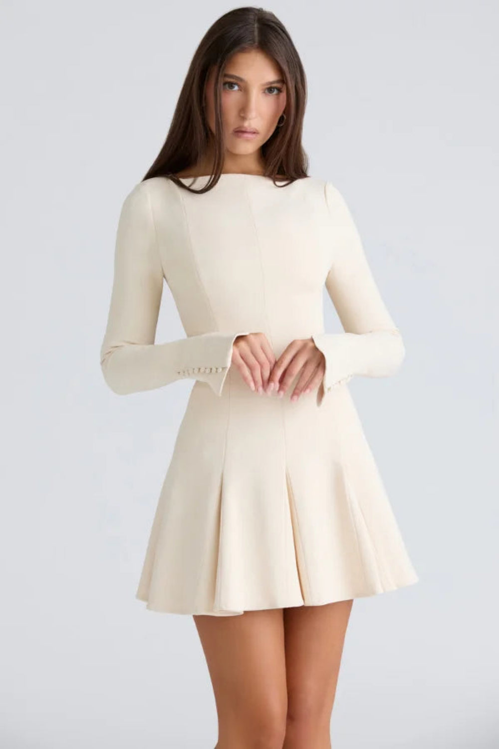 Clara | A-Line Dress Boat Neck Pleated Elegant 3