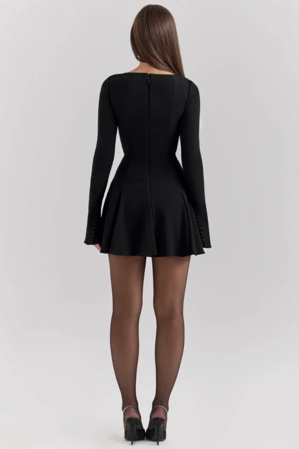 Clara | Black Dress Fitted Flared Long Sleeve 5