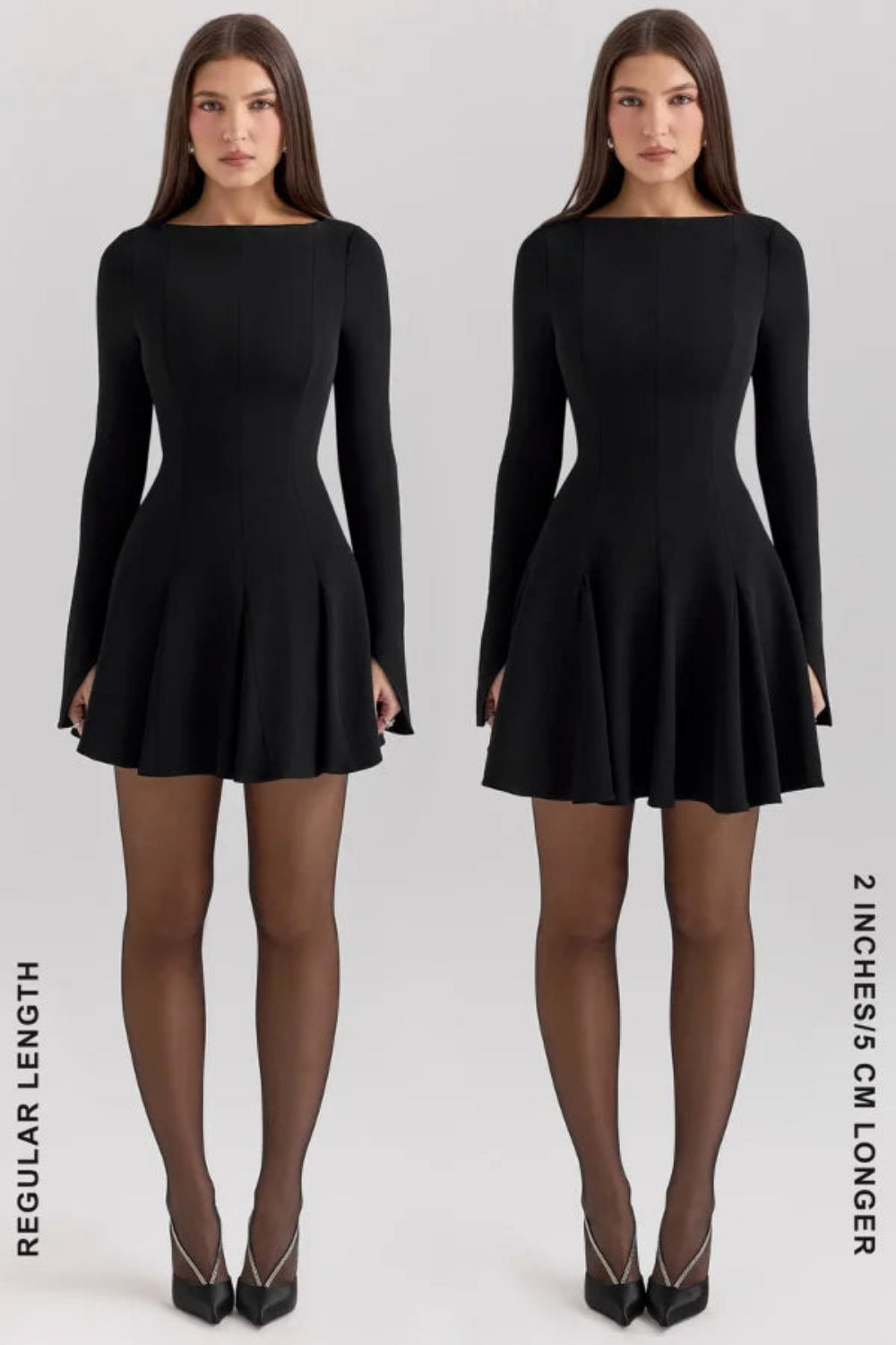 Clara | Black Dress Fitted Flared Long Sleeve 6