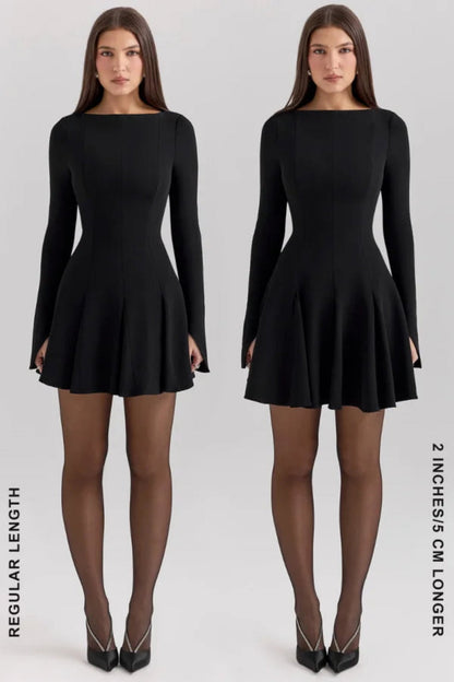 Clara | Black Dress Fitted Flared Long Sleeve 6