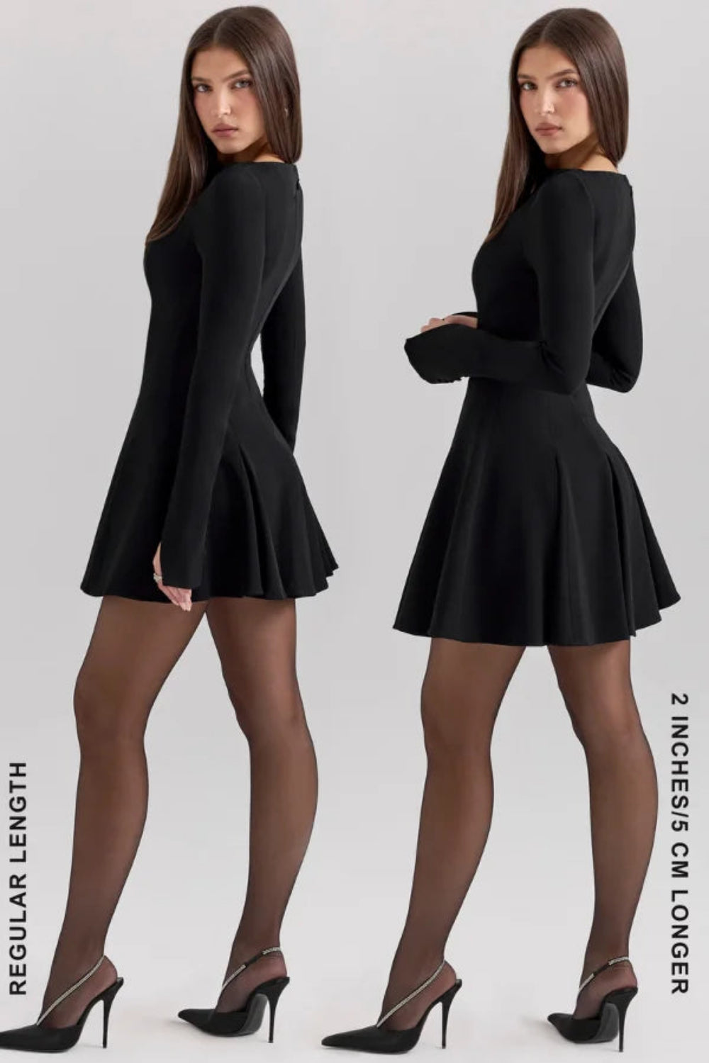 Clara | Black Dress Fitted Flared Long Sleeve 7