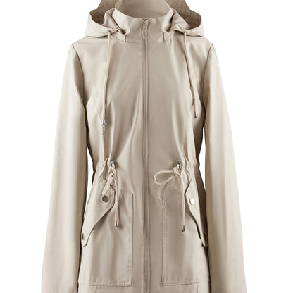 Women's Hooded Drawstring Jacket, Fall Weather Layer