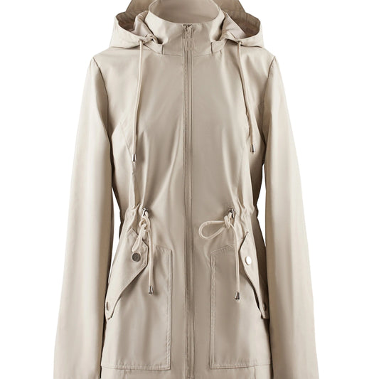 Women's Hooded Drawstring Jacket, Fall Weather Layer