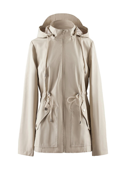 Women's Hooded Drawstring Jacket, Fall Weather Layer