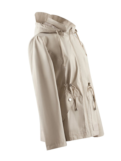 Women's Hooded Drawstring Jacket, Fall Weather Layer