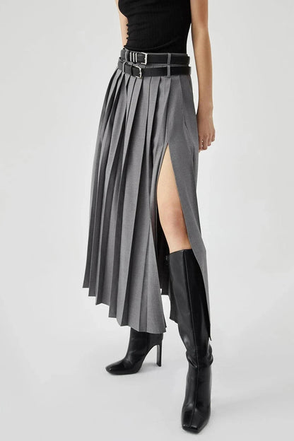 Clara | Pleated Maxi Skirt Stylish Split Design 3