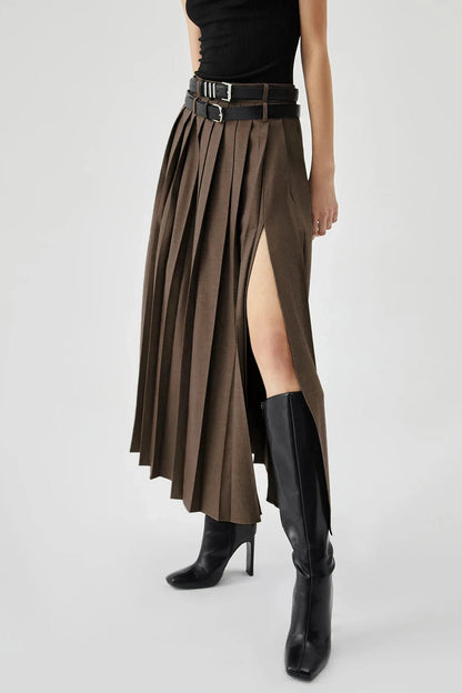 Clara | Pleated Maxi Skirt Stylish Split Design 5