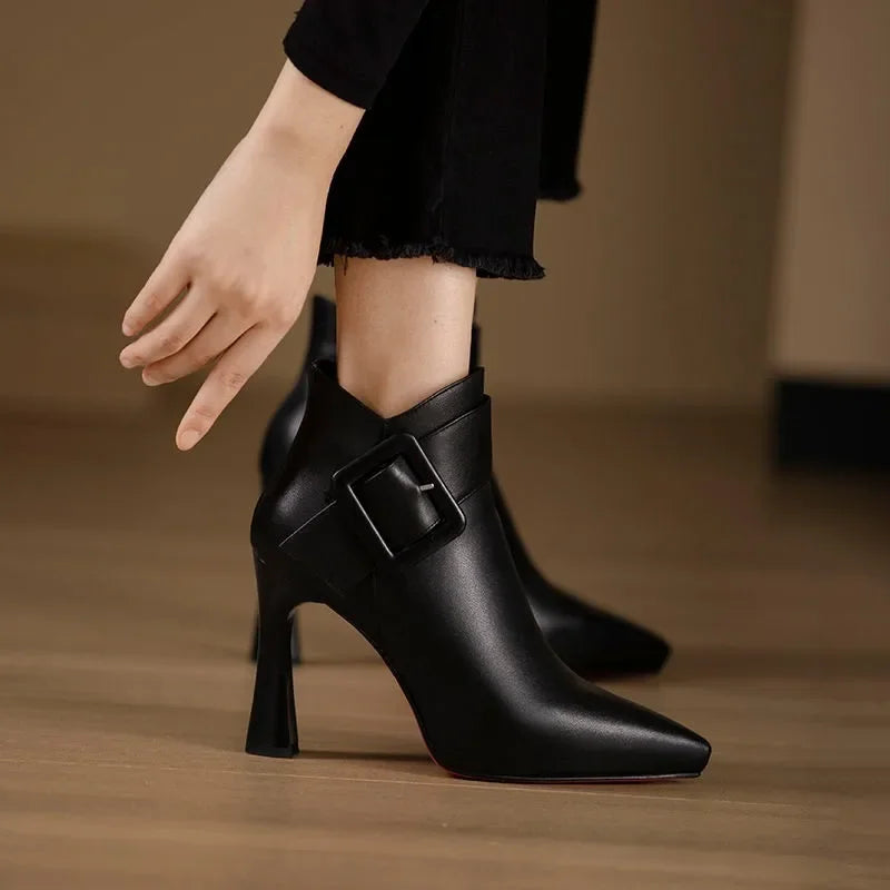 Women's faux leather heeled ankle boots