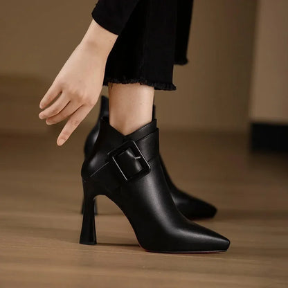 Women's faux leather heeled ankle boots