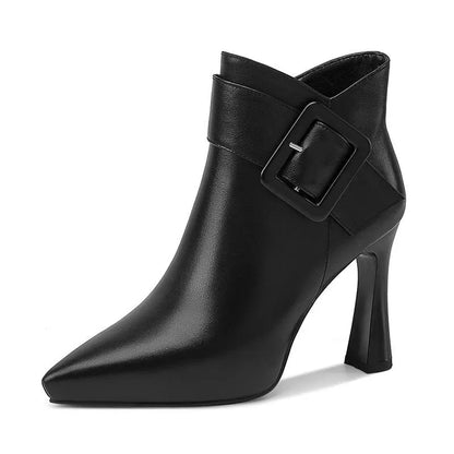 Women's faux leather heeled ankle boots