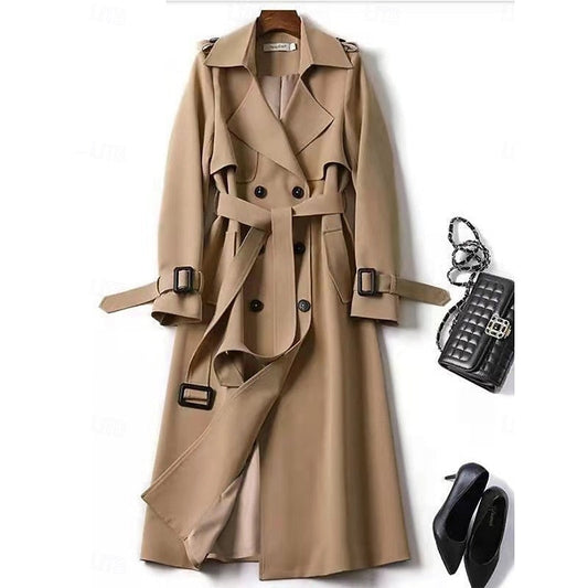 Khaki Belted Long Trench Coat