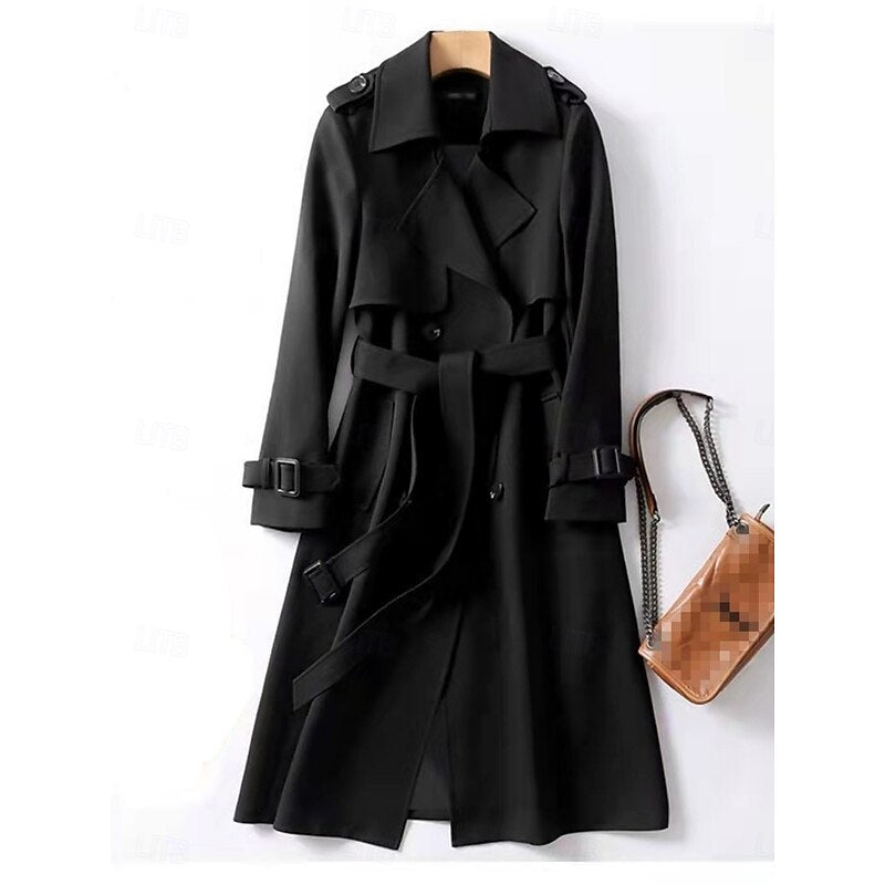 Black Belted Long Trench Coat