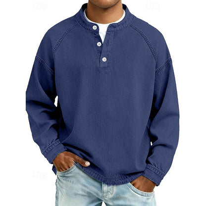Royal Blue Men's Vintage Wash Raglan Henley Shirt