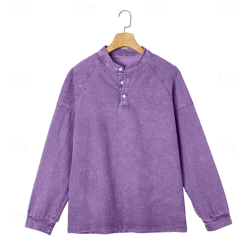 Men's Vintage Wash Raglan Henley Shirt – view 5