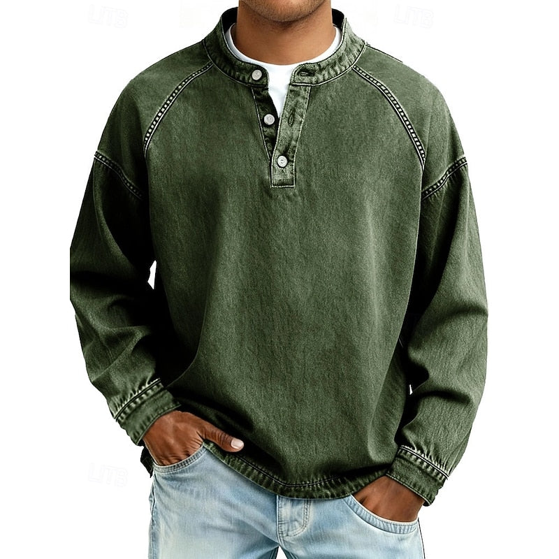 Men's Vintage Wash Raglan Henley Shirt – view 7