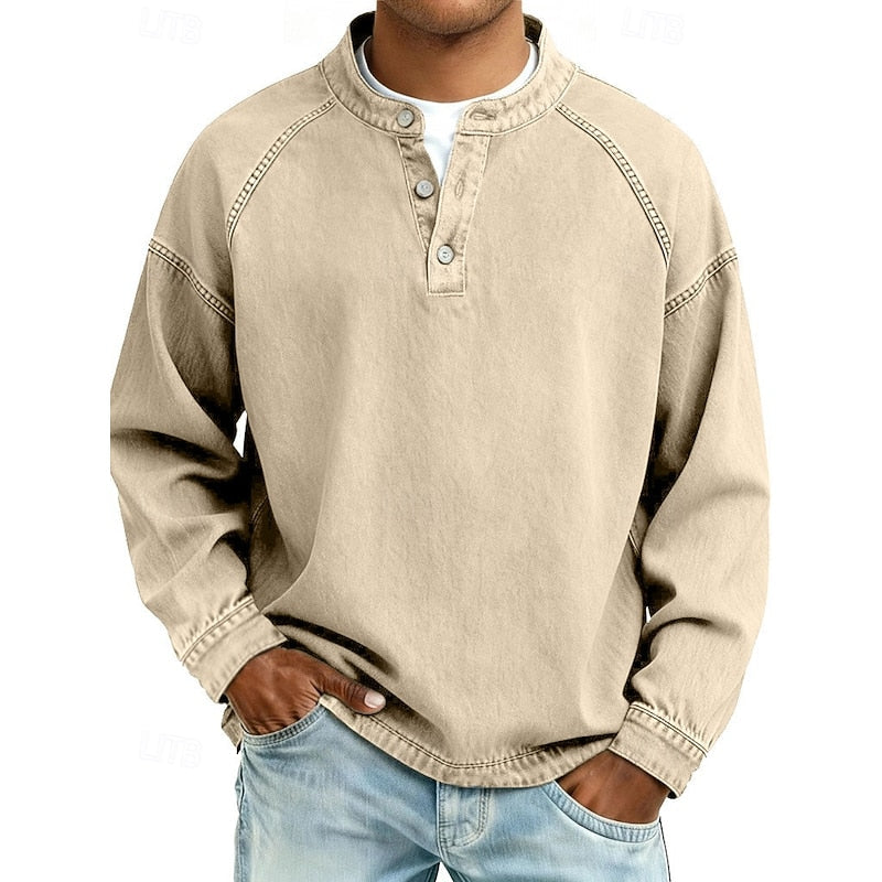 Men's Vintage Wash Raglan Henley Shirt – view 8