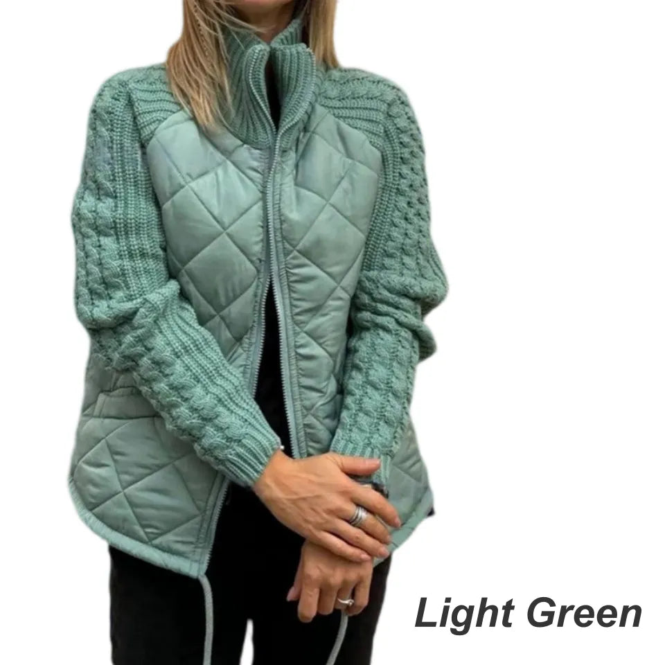 Women's zip-front knit jacket in light green