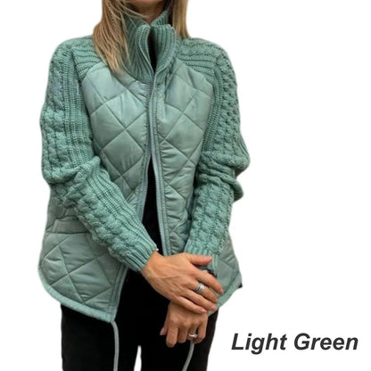 Women's zip-front knit jacket in light green