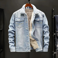 Isaac | Men's Fleece-Lined Denim Jacket with Windproof Pockets