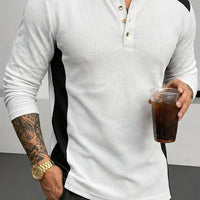 Curtis | Men's Textured Henley with Contrast Detail